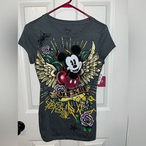 Mickey Mouse floral, wings and bling shirt sleeve t-shirt Small NWT super cute!
